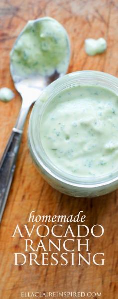 
                    
                        Deliciously Creamy Homemade Avocado Ranch Dressing! A flavorful and healthy dressing!
                    
                