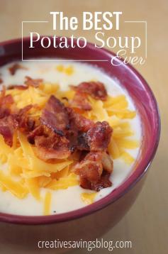 
                    
                        Potato soup is the ultimate comfort food, and this thick, cheesy, creamy, and oh-so-amazing recipe will not disappoint. It's so good you just HAVE to try it!
                    
                