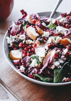 
                    
                        Radicchio, pear, gorgonzola, pomegranate, and walnut salad
                    
                