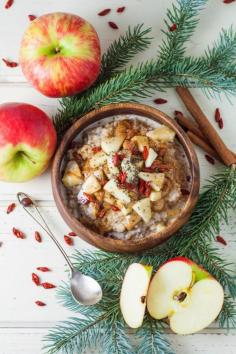 
                    
                        Apple Cinnamon Steel Cut Oats with Hazelnut Butter, Goji Berries and Chia Seeds
                    
                