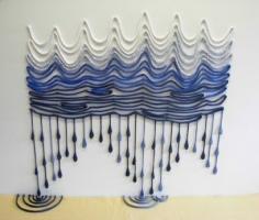 
                    
                        Sea Change, Cotton installation, knit, 68x66x10, 2009. Sculptural Knitting. Adrienne Sloane.
                    
                