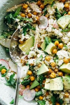 Cauliflower and roasted chickpea salad