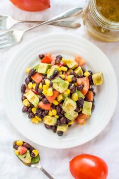 
                    
                        Avocado, Black Bean and Corn Salad with Lime-Cumin Vinaigrette - Everything tastes better with avocado!! Easy, healthy and tons of flavor!
                    
                