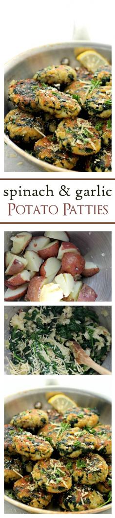 
                    
                        Spinach and Garlic Potato Patties | www.diethood.com | Delicious and flavorful Patties made with a mixture of potatoes, spinach and garlic.
                    
                