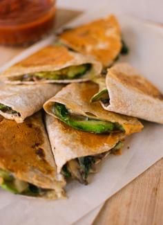 
                    
                        Crispy Mushroom, Spinach, and Avocado Quesadillas
                    
                