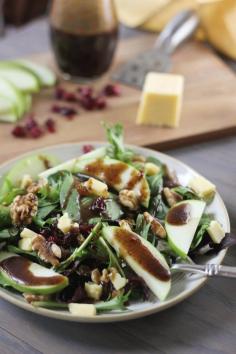 Cheddar apple salad with balsamic feta dressing