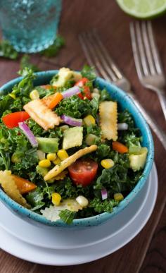 
                    
                        Southwestern Chopped Kale Salad with Crispy Tortilla Strips and a Honey-Lime Vinaigrette.
                    
                