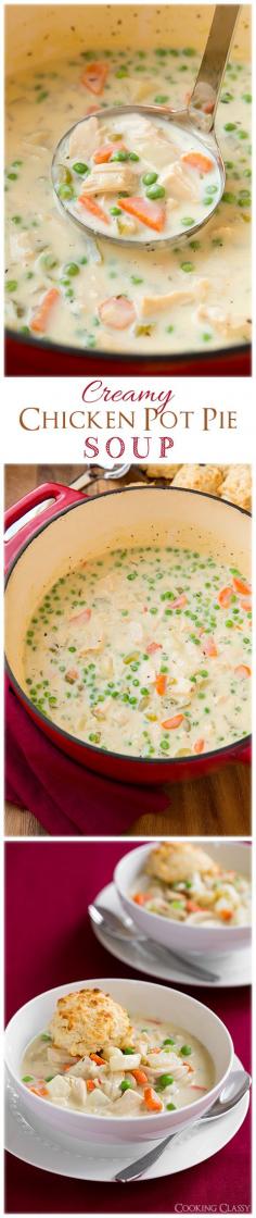 
                    
                        Creamy Chicken Pot Pie Soup - this soup tastes just like chicken pot pie in creamy soup form! It's incredibly delicious!!
                    
                