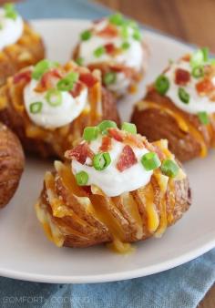 
                    
                        Crispy Loaded Hasselback Potato Bites
                    
                