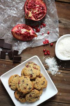 
                    
                        POMEGRANATE AND DARK CHOCOLATE ALMOND FLOUR COOKIES
                    
                