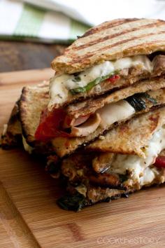 
                    
                        Grilled Chicken Panini with Greek Yogurt Pesto Spread - my new favorite sandwich
                    
                