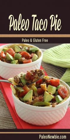 
                    
                        Easy taco pie recipe with a crumbly crust, hearty meat, spiced-up seasonings and fresh veggies. #paleo #glutenfree
                    
                