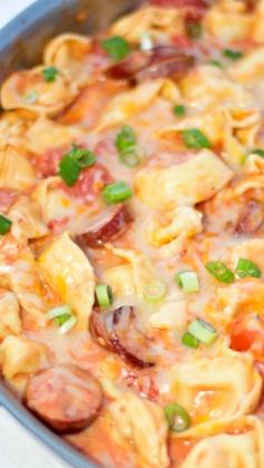 
                    
                        One Pot Sausage and Tortellini in a Cheesy  Tomato Cream Sauce ~ quick, easy and delicious
                    
                