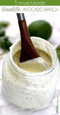 
                    
                        I put this on EVERYTHING! Tastes like its from a restaurant but so easy. Its like creamy ranch with a Mexican flair added by the avocado, tomatillo, jalapeno, garlic, cilantro, lime and smoked paprika.
                    
                