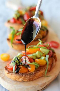 
                    
                        Avocado Bruschetta with Balsamic Reduction - This bruschetta recipe brightens up the smooth texture of ripe avocado with the juicy tartness ...
                    
                