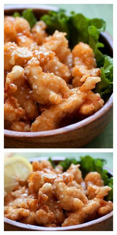 
                    
                        Best ever honey sesame chicken. Easy recipe with fried chicken pieces in a sticky sweet and savory honey sesame sauce | rasamalaysia.com
                    
                