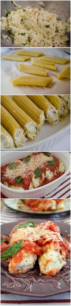 
                    
                        Parmesan Chicken Manicotti. Such a fun spin on manicotti instead of sausage.
                    
                