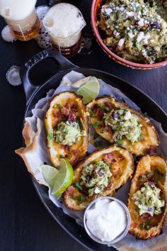 
                    
                        Fully Loaded Potato Skins with Chipotle Southwest | halfbakedharvest.com Half Baked Harvest
                    
                