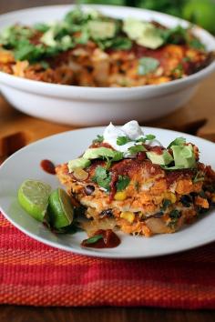 
                    
                        Sweet Potato Enchilada Casserole Healthy #Vegan Recipe!
                    
                