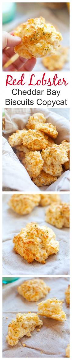 Red Lobster cheddar bay biscuits copycat recipe, close to the original Red Lobster cheddar bay biscuits. Crumbly, cheesy, and the best biscuits ever.
