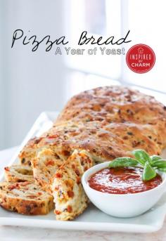 Cheesy pizza bread with marina via inspiredbycharm.com ...this looks SO good!