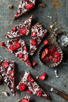 
                    
                        Chocolate Caramel Matzo Bark with Strawberries and Coconut
                    
                