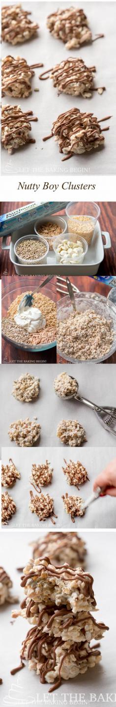 
                    
                        Nutty Boy Clusters - Light, Crunchy, Nutty, Fun little treats that are as fun as they're delicious, while super fast and easy to make. @letthebakingbgn
                    
                