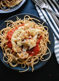 
                    
                        Parmesan-Crusted Cauliflower Steaks with Marinara
                    
                