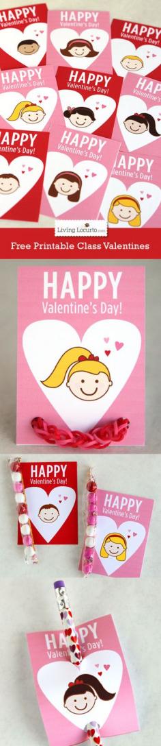 
                    
                        Free Printable Class Valentines. Cute illustrations that look like school friends! LivingLocurto.com
                    
                