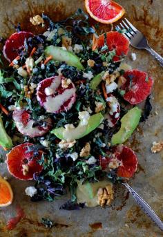 
                    
                        Kale Salad with Blood Orange, Avocado + Kombucha Vinaigrette
                    
                