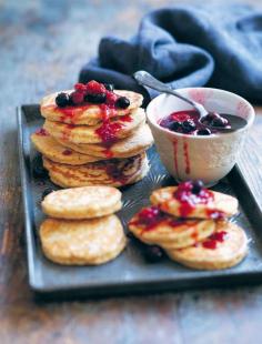 
                    
                        Hazelnut oat pancakes with crushed berry sauce
                    
                
