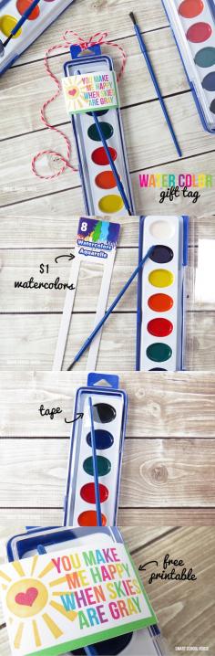 
                    
                        You Make Me Happy When Skies are Gray. Watercolor gift tag printable. A perfect non candy Valentine's Day, St. Patrick's Day, or party favor idea.
                    
                