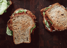 
                    
                        California BLTS.... bacon in every bite!... strips are weaved into a lattice before baking them!
                    
                