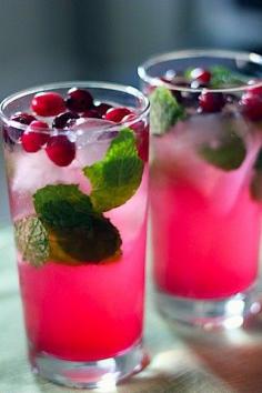 
                    
                        Christmas mojitos (rum, soda, mint, sugar, cranberry juice, cranberries)
                    
                