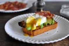 
                    
                        Toasted Beer Cornbread with Avocado, Crispy Pancetta, and Poached Eggs
                    
                