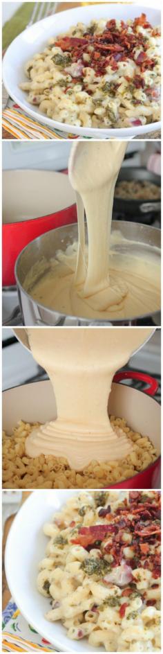 
                    
                        Bacon Pesto Mac and Cheese. The best mac and cheese ever! #recipe #macandcheese
                    
                