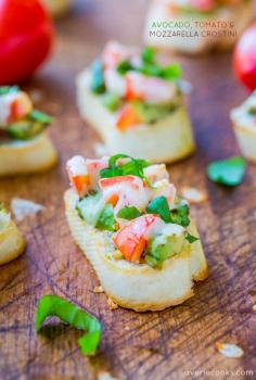 Italian Food ~ #food #Italian #italianfood #ricette #recipes ~ Avocado, Tomato, and Mozzarella Crostini