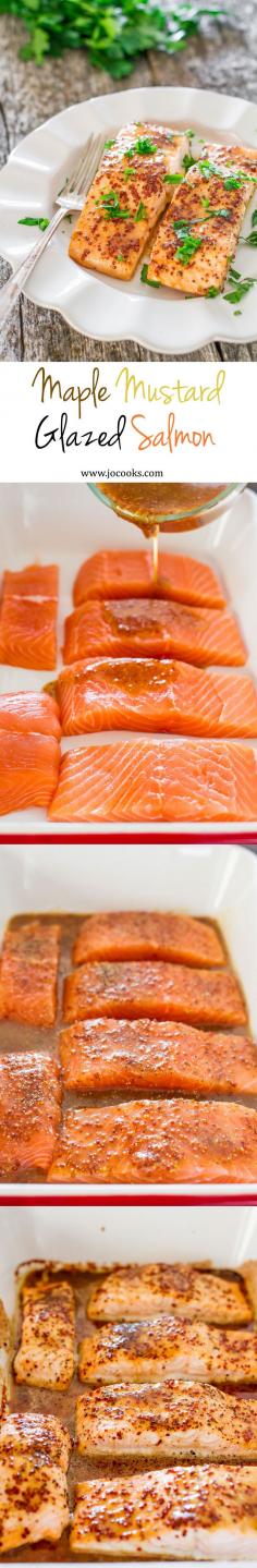 Maple Mustard Glazed salmon. Always looking for new ways to cook salmon