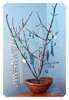 DIY branch jewelry holder 15 Fabulous DIY Jewelry Organizers
