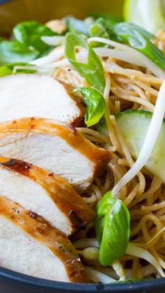 
                    
                        Thai Chicken Noodle Bowl with Peanut Sauce ~  Loaded with veggies and kissed with creamy peanut sauce, these noodle bowls make a marvelous meal any time of day.
                    
                