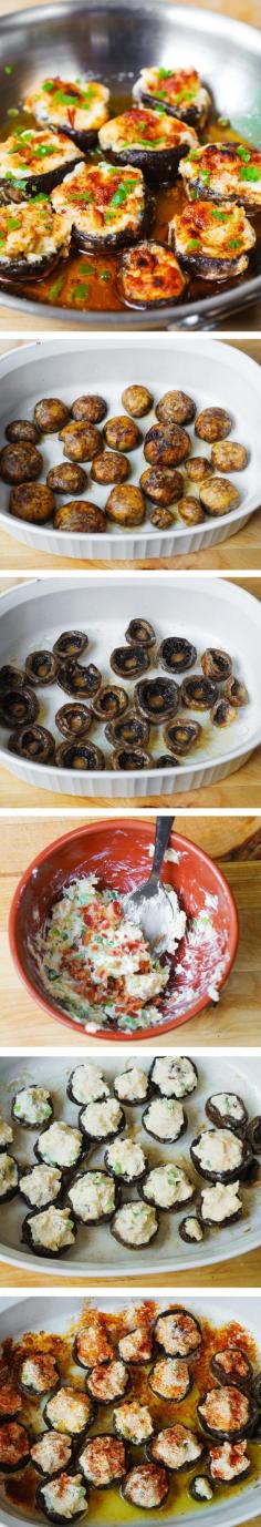 
                    
                        Bacon and Cheese Stuffed Mushrooms – delicious, homemade bite-sized mini-appetizers loved by adults and kids alike!
                    
                