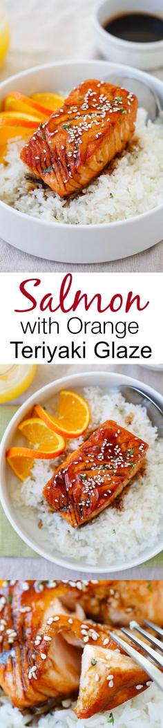 
                    
                        Salmon with Orange Teriyaki Glaze – the easiest & tastiest salmon you’ll ever make. Delicious salmon with tangy, sweet & savory orange teriyaki sauce | rasamalaysia.com
                    
                
