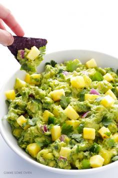 
                    
                        Pineapple Guacamole Recipe -- all of the goodness of this classic dip, sweetened up with some fresh pineapple! | gimmesomeoven.com
                    
                