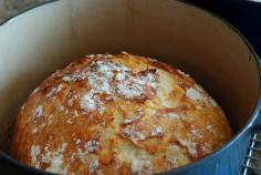 Crusty Bread Someone pinned  "I am completely obsessed with this bread. I've made 5 loaves already!"  This is insanely easy - it literally took 2 minutes to stir together the dough - let it sit overnight and then bake. #bread #recipes