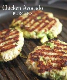 Chicken Avocado Burgers -  Lightly mix GROUND CHICKEN, avocado chunks, bread crumbs, garlic and salt/pepper, throw on grill!  I think I have too many burger recipes.