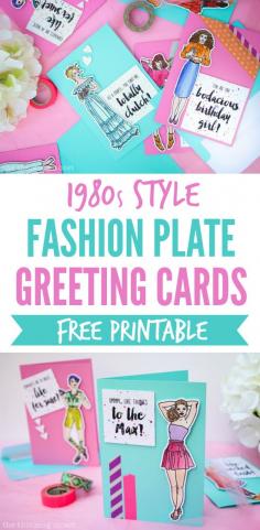 
                    
                        Fashion Plate Greeting Cards: A Fun Retro-Inspired Craft Project for anyone who grew up in the 1980s or 1990s - - and this step by step tutorial includes a free printable and cut file so you can make your own and relive your youth!  These fab cards are guaranteed to bring a smile (and wash of nostalgia) to your recipient.  Like totally!  Fer sure!  {Smile.}
                    
                