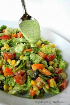 The Garden Grazer: Southwestern Chopped Salad with Cilantro Dressing (made with Greek yogurt)