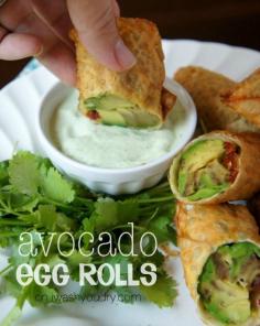Avocado Egg Rolls with Creamy Cilantro Ranch Dip - For Creamy Cilantro dip VEGAN-DAIRY FREE-GLUTEN FREE: Use olive oil and soya milk (same mesure, as if you were doing home made mayo) and add rest of ingredients ^^