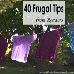 
                    
                        A selection of more than 40 tried and true, practical money saving tips from the frugal readers of Letters from Sunnybrook.
                    
                