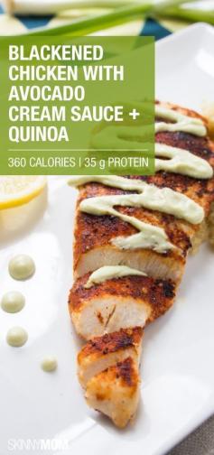
                    
                        Blackened Chicken with Avocado Cream Sauce and Quinoa by skinnymom #Chicken #Avocado #Quinoa #Healthy
                    
                